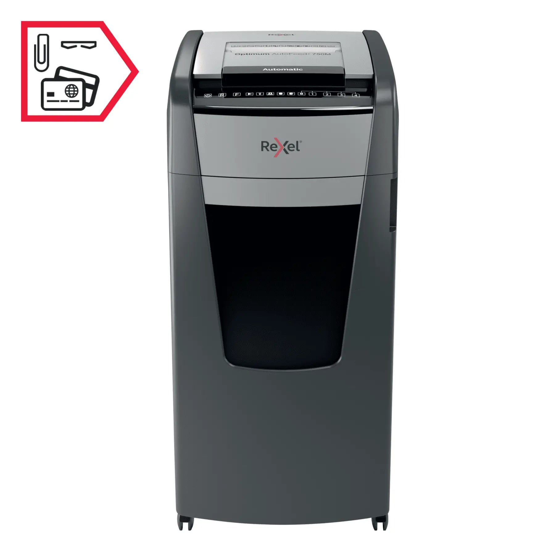 Rexel Optimum AutoFeed+ 750M Up to 750 Sheets P-5 140L Micro Cut Office Shredder