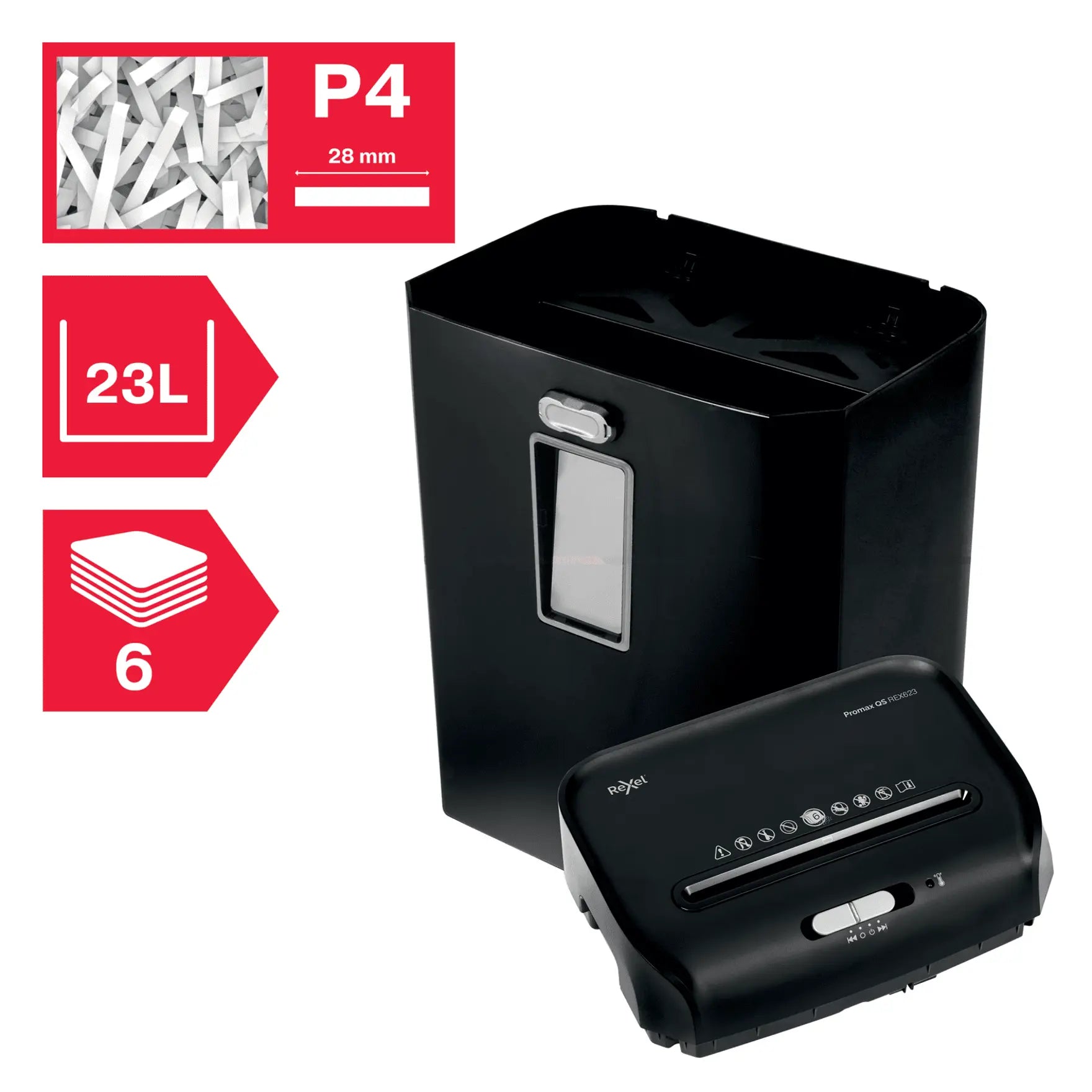 Rexel ProMax QS REX623 Up to 6 Sheets P-4 23L Cross Cut Home & Small Office Shredder