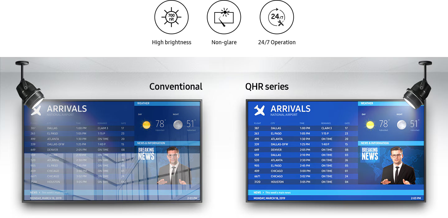 Samsung QH49R 49-Inch 4K Crystal UHD High Brightness Smart Digital Signage Display