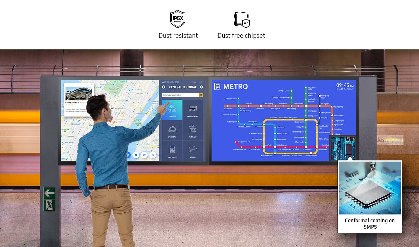 Samsung QM55R-T 55-Inch 4K UHD 40 Points Multi-Touch Smart Commercial Digital Signage Display