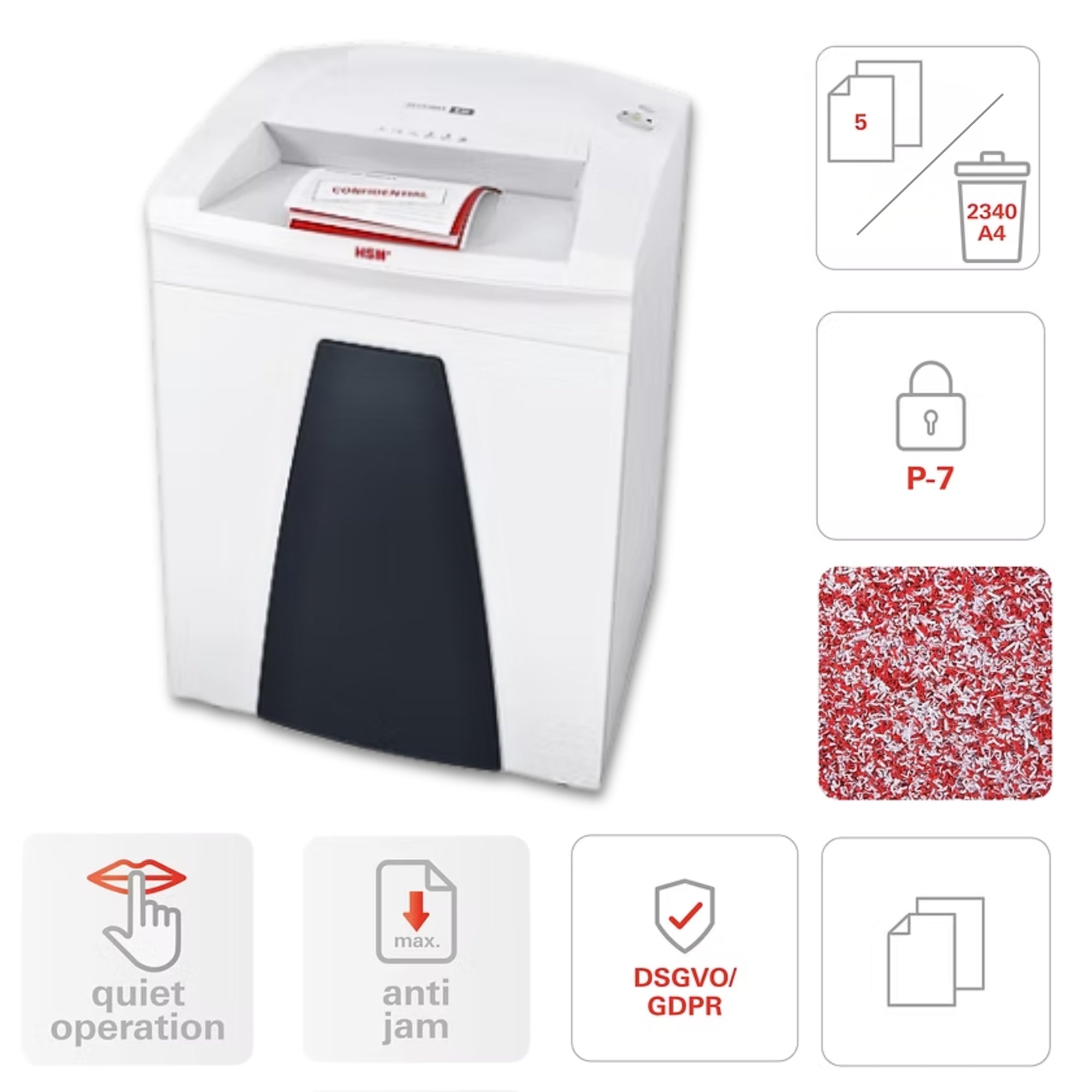 HSM SECURIO B35 - (1 x 5) 5 Sheets P-7 Super Fine Micro Cut Shredder
