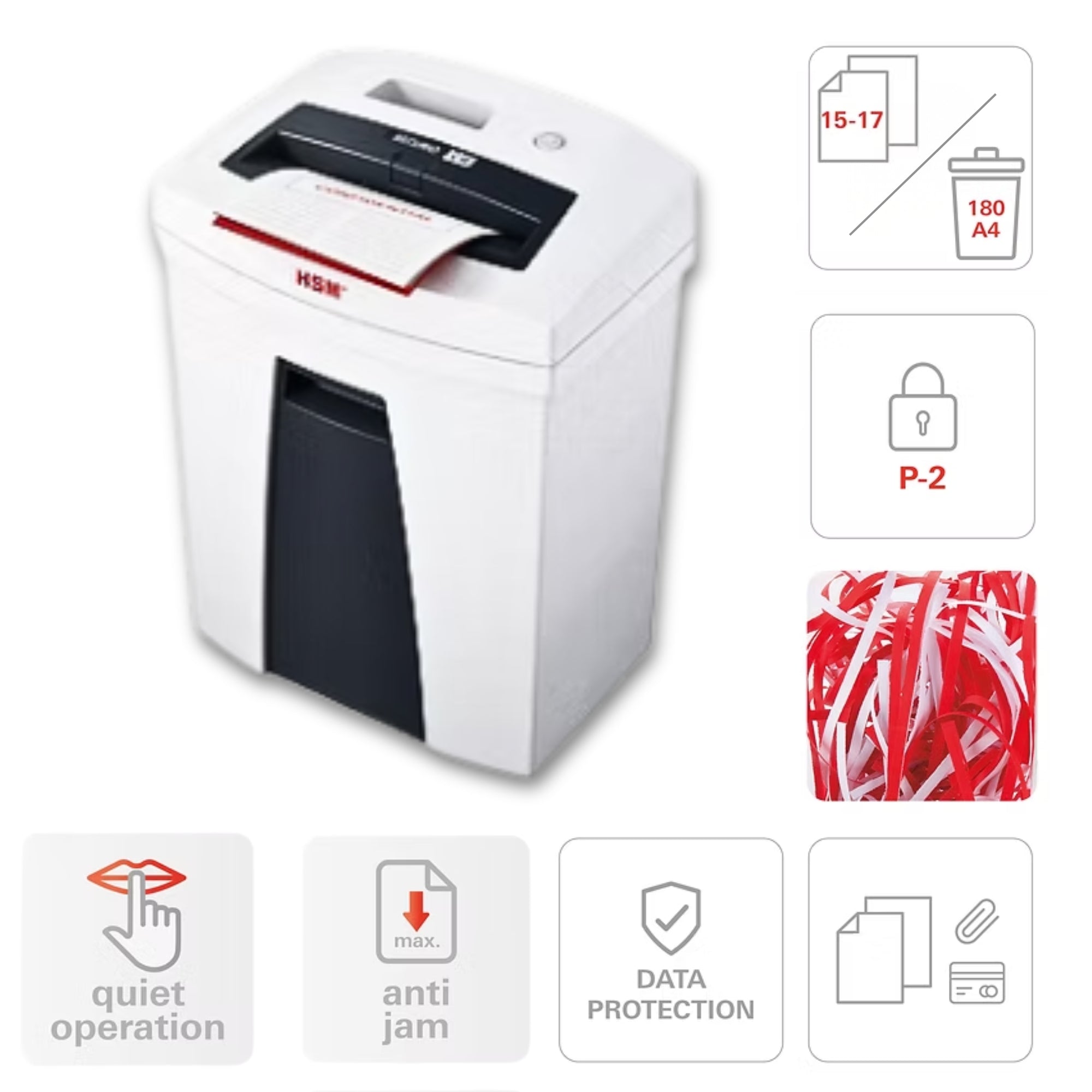 HSM SECURIO C16 - (5.8) 15-17 Sheets P-2 Strip Cut Shredder