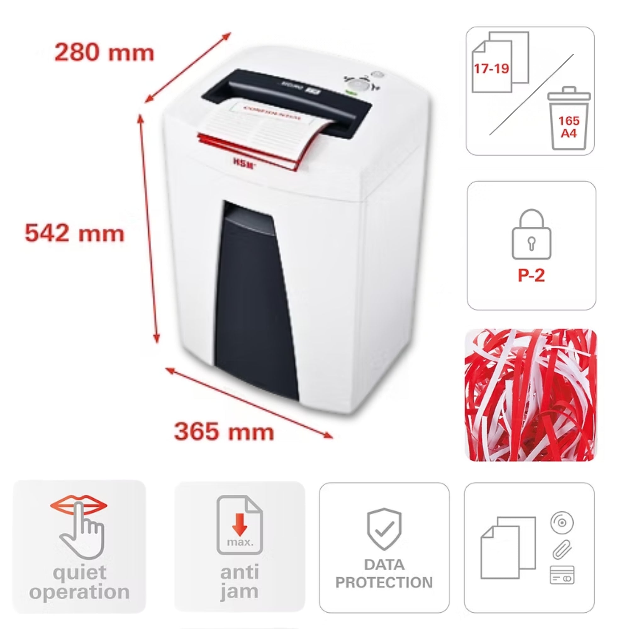 HSM SECURIO C18 - (5.8) 17-19 Sheets P-2 Strip Cut Shredder