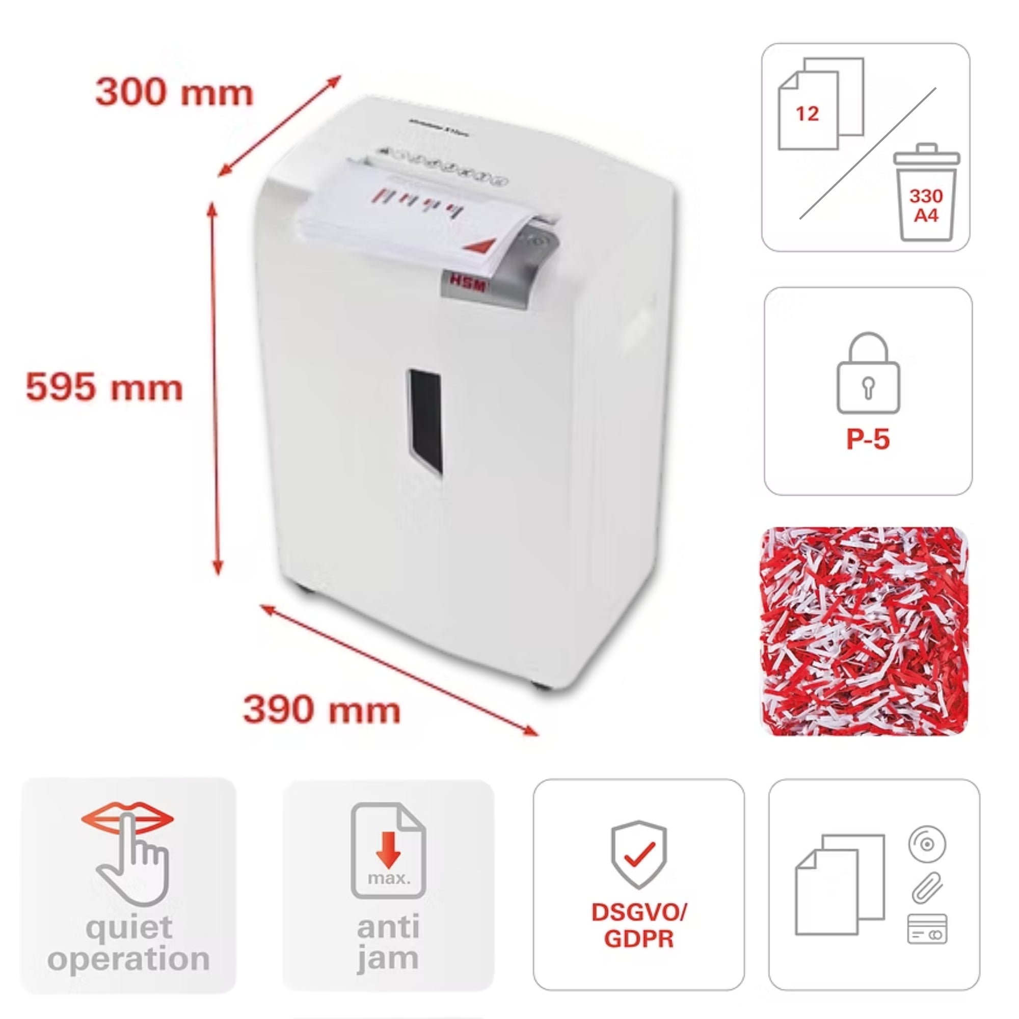 HSM SHREDSTAR X12PRO - (2 x 15) 12 Sheets P-5 Micro Cut Shredder
