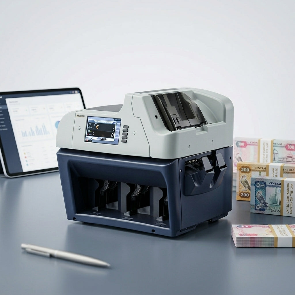 آلة فرز العملات Hitachi ST-350N – عداد أوراق نقدية بثلاثة جيوب، مستشعر صور خطي كامل، فرز نقدي عالي السرعة للبنوك والشركات