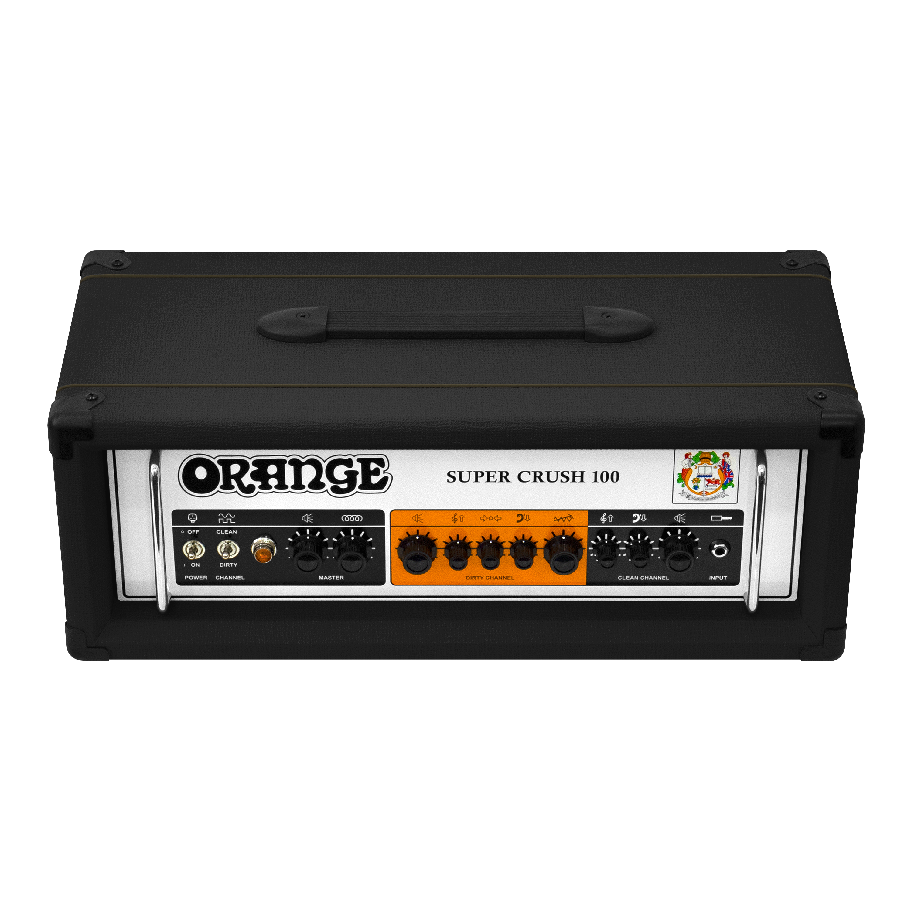 Orange Super Crush 100 100W Solid State With Reverb, CabSim XLR DI & FX Loop Guitar Head Amplifier - Black