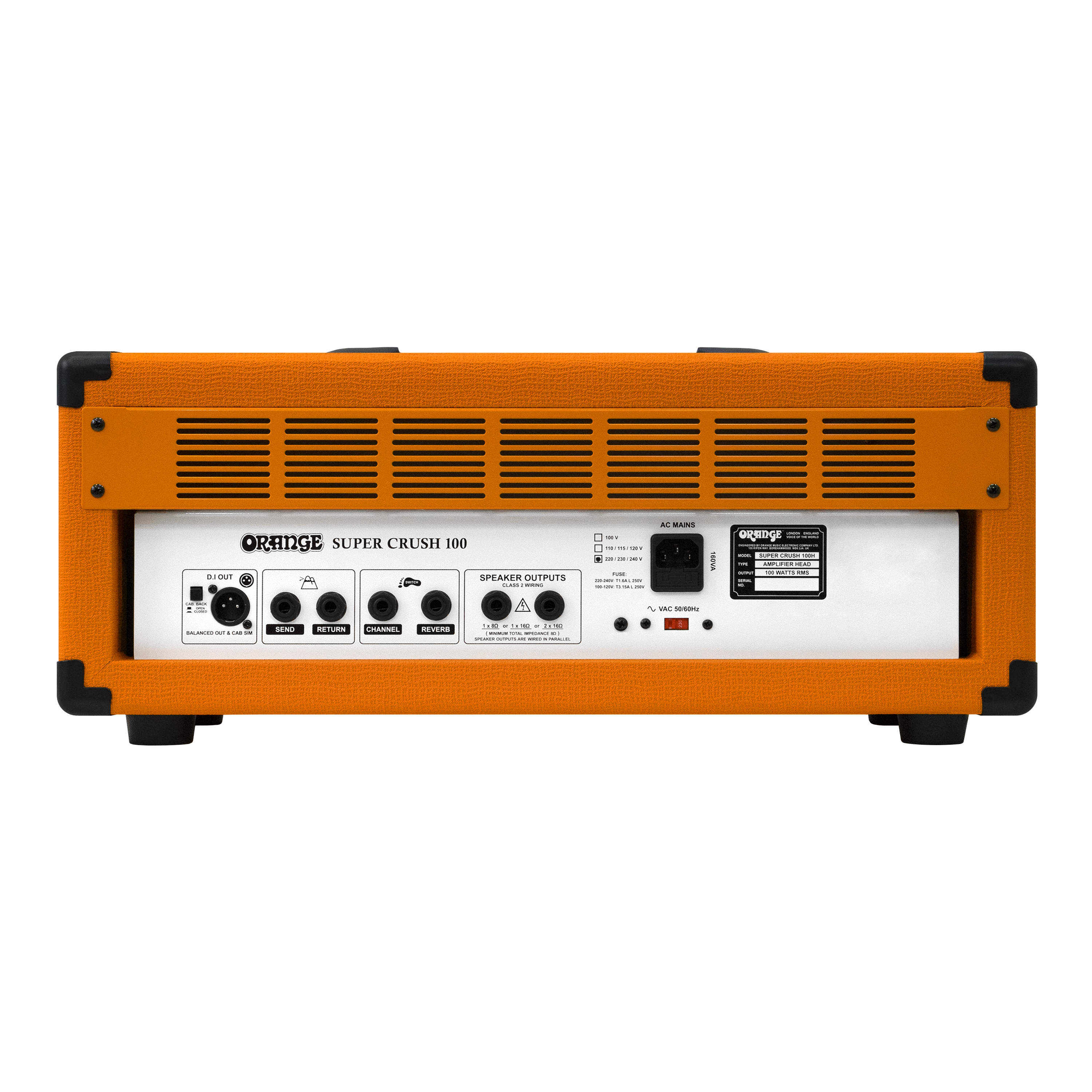 Orange Super Crush 100 100W Solid State With Reverb, CabSim XLR DI & FX Loop Guitar Head Amplifier - Orange