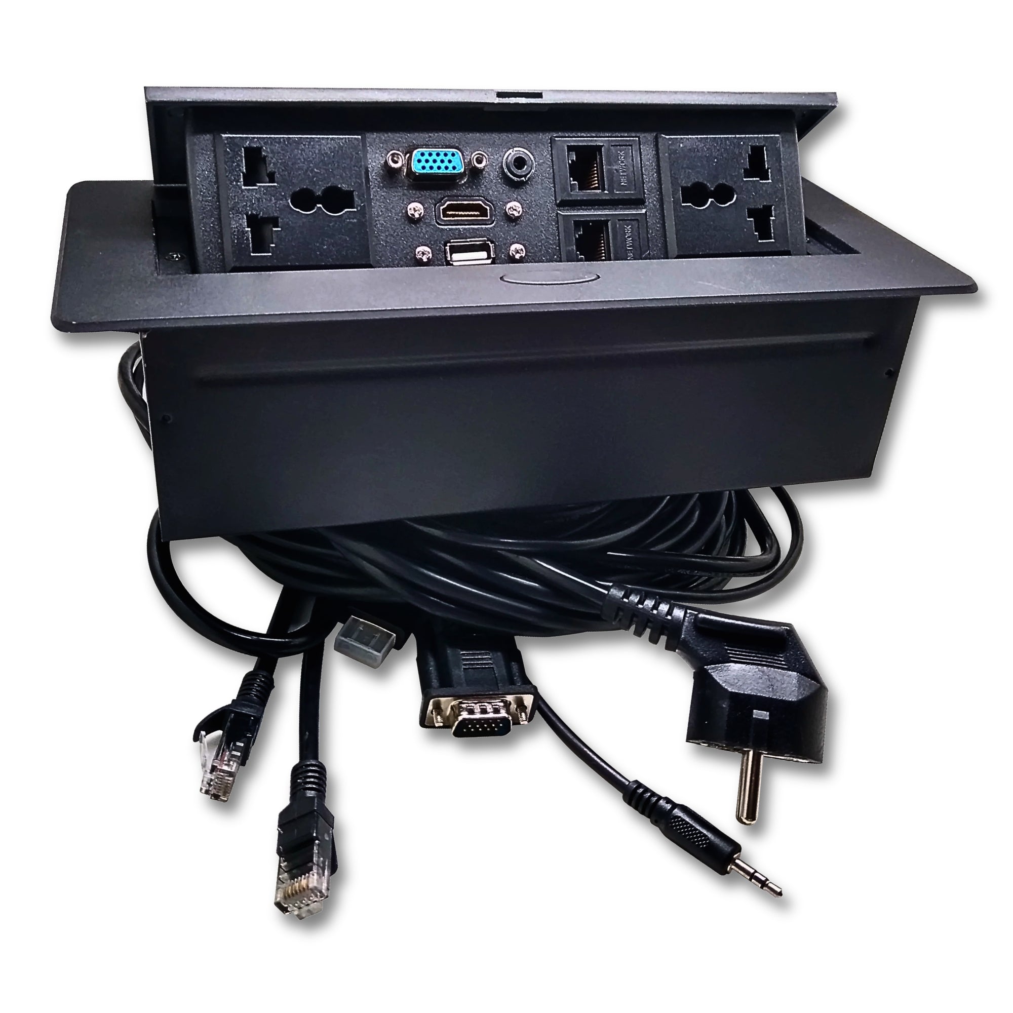 TREND Prise escamotable – HDMI, VGA, LAN, Argent/Noir