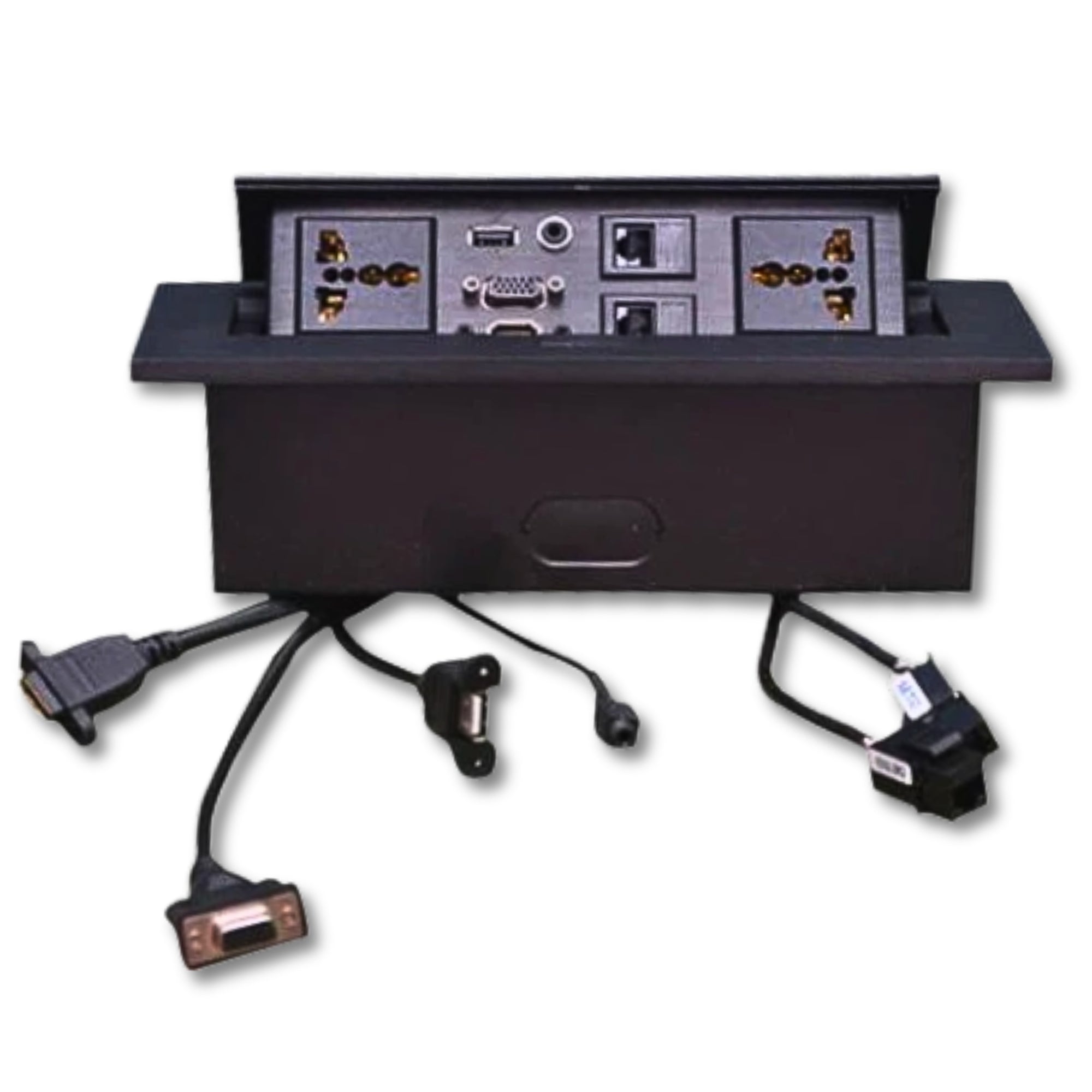 TREND Prise escamotable – HDMI, VGA, LAN, Argent/Noir