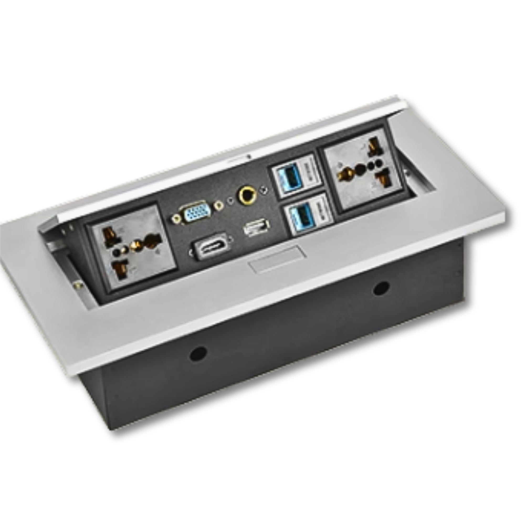 TREND Prise escamotable – HDMI, VGA, LAN, Argent/Noir