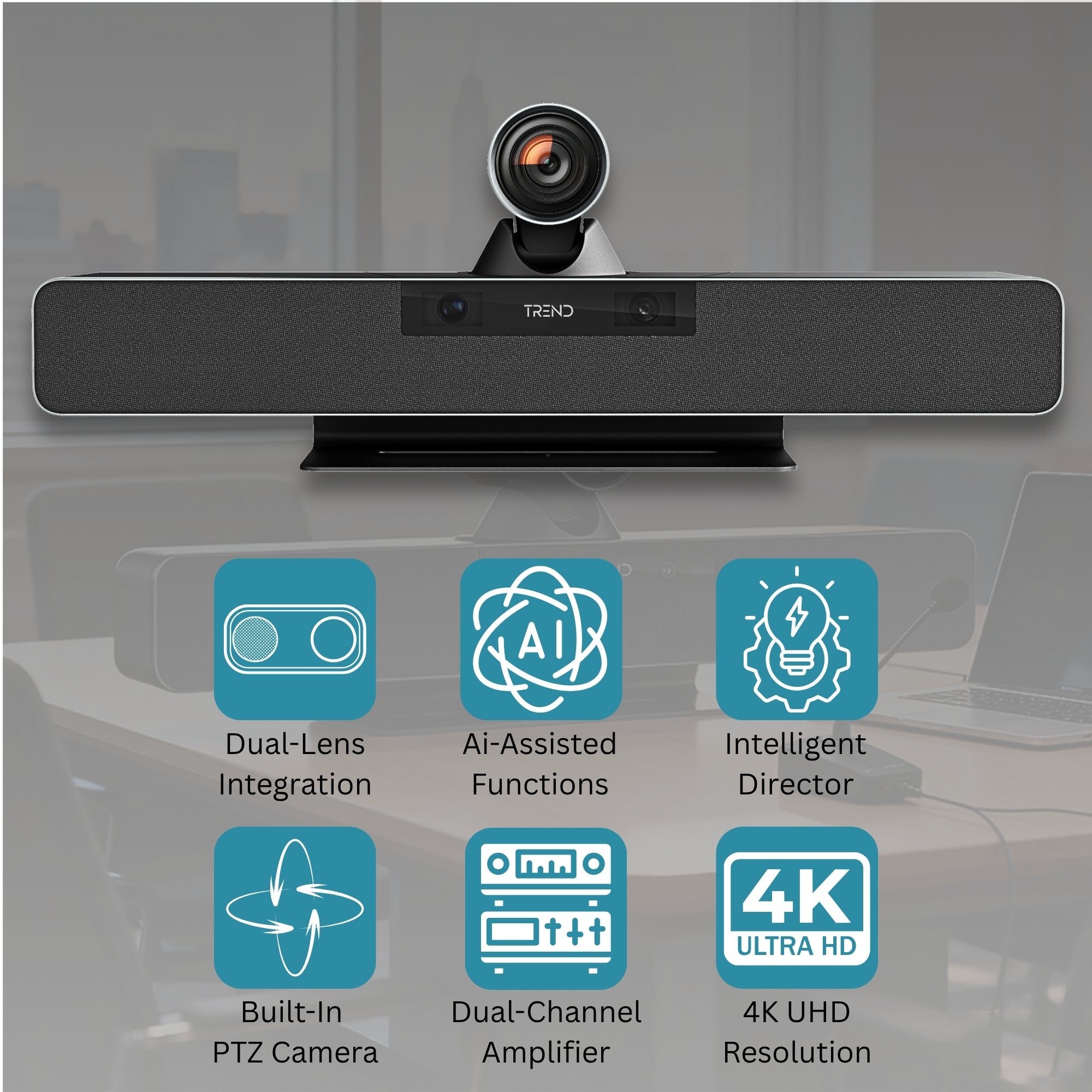 TREND TR-OBS606-IV Dual-Lens 4K All-In-One USB Video Conferencing Bar