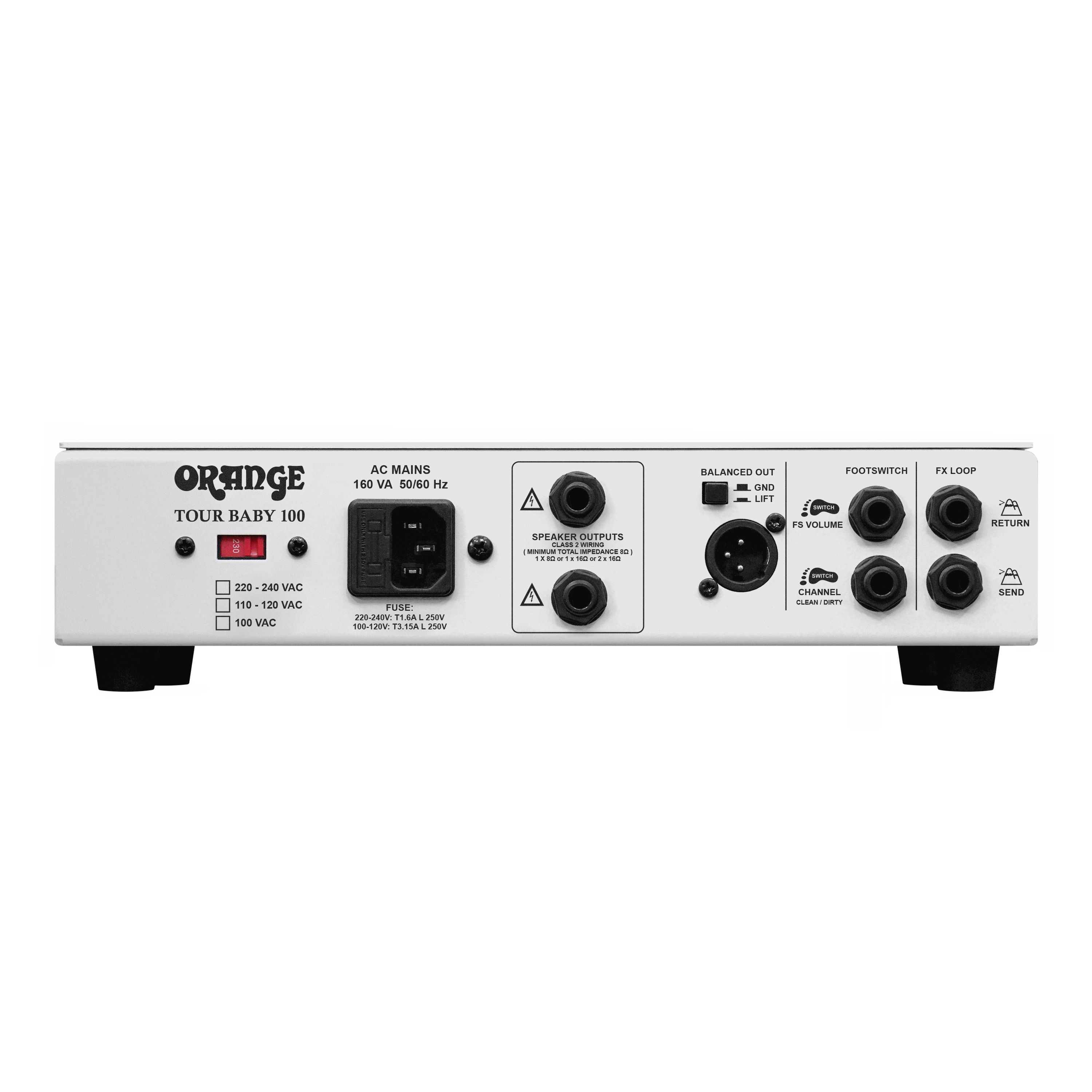 Orange Tour Baby 100 100W Solid State With Dual Channels, XLR DI, Compressor & FX Loop Guitar Head Amplifier