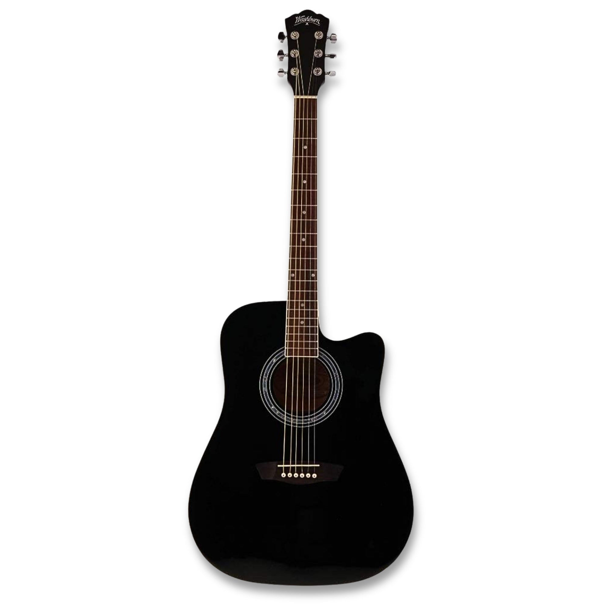 Washburn WA90CEB-W-U Vintage Series Dreadnought With 6-String Barcus Berry LX4 Preamp & Built-in Tuner Electro-Acoustic Guitar – Black Finish