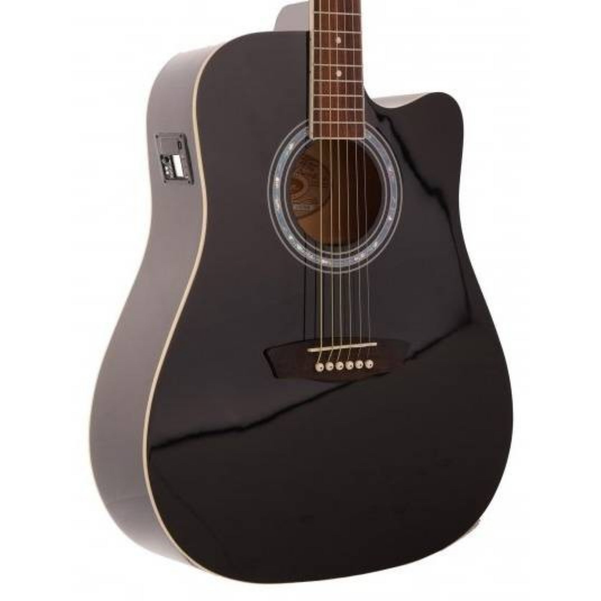 Washburn WA90CEB-W-U Vintage Series Dreadnought With 6-String Barcus Berry LX4 Preamp & Built-in Tuner Electro-Acoustic Guitar – Black Finish