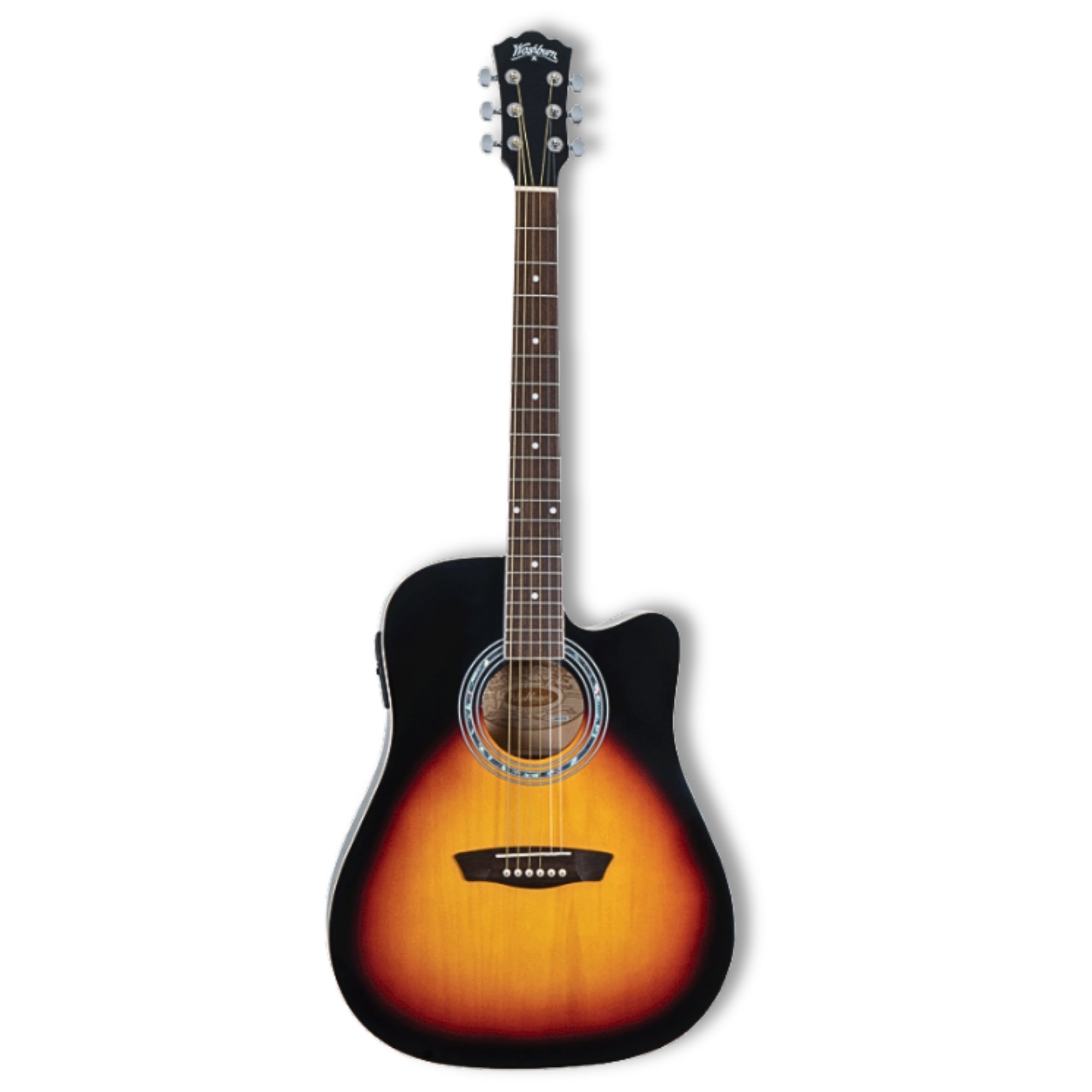 Washburn WA90CEVSB-U Vintage Series Dreadnought With 6-String Barcus Berry LX4 Preamp & Built-in Tuner Electro-Acoustic Guitar – Vintage Sunburst