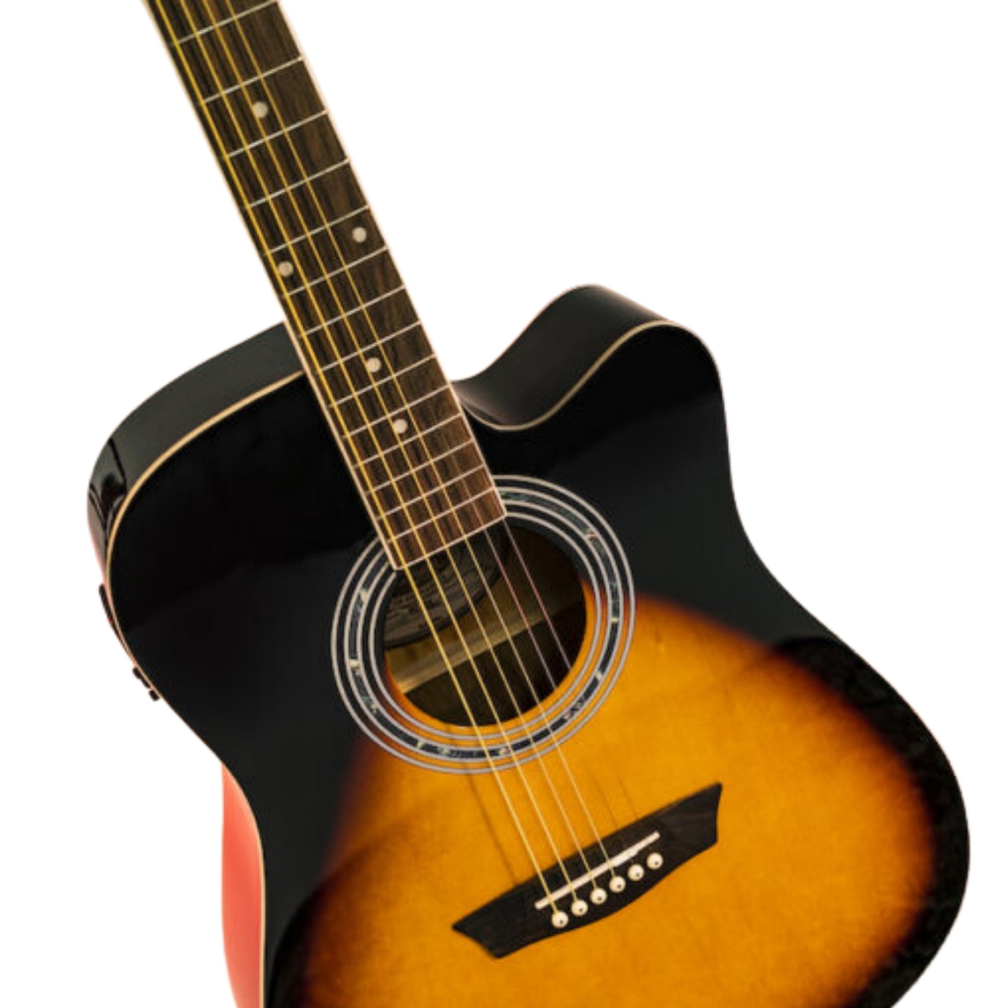 Washburn WA90CEVSB-U Vintage Series Dreadnought With 6-String Barcus Berry LX4 Preamp & Built-in Tuner Electro-Acoustic Guitar – Vintage Sunburst
