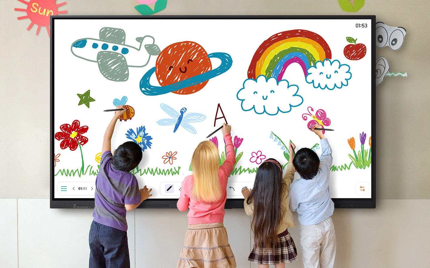 Samsung WA65F 65-Inch 4K UHD 40 Points Multi-Touch With EDLA Certified Smart Interactive Display (8GB RAM, 64GB ROM, Android 14.0)