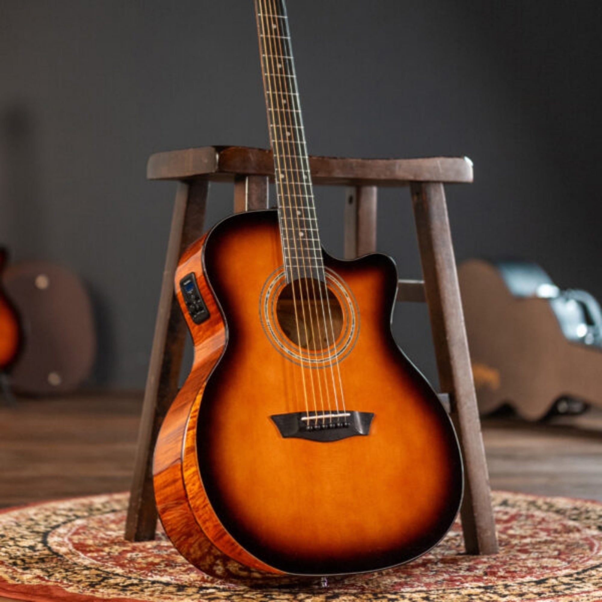 Washburn WCG10CE-U Comfort Series Grand Auditorium 6-String With Barcus-Berry LX4 Preamp & Built-in Tuner Electro-Acoustic Guitar – Desert Sunset Finish