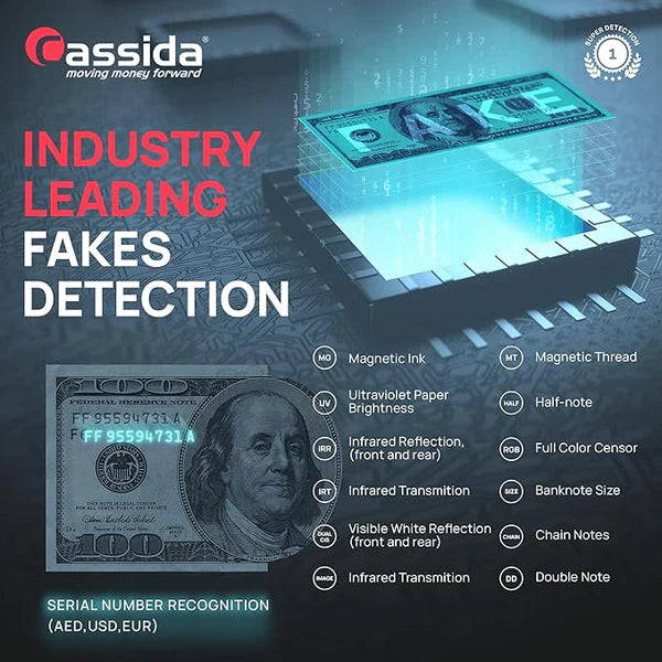 Cassida Xpecto 20 Multi-Currency With Dual CIS, UV, MG, IR, MT, 3D Mix Value Money Counting Machine