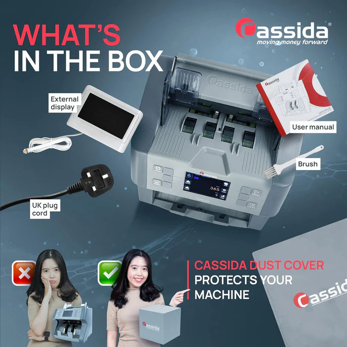 Cassida Xpecto 20 Multi-Currency With Dual CIS, UV, MG, IR, MT, 3D Mix Value Money Counting Machine