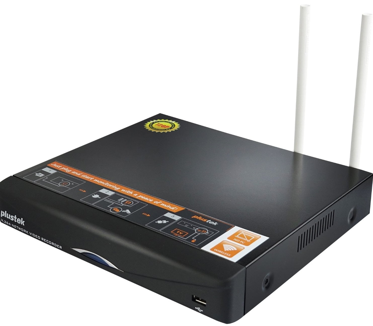 Plustek Wireless HD Security Kit 4+1 – 5GHz Wi-Fi, 4-Channel NVR, 720p HD Cameras, Plug & Play, Mobile App Support