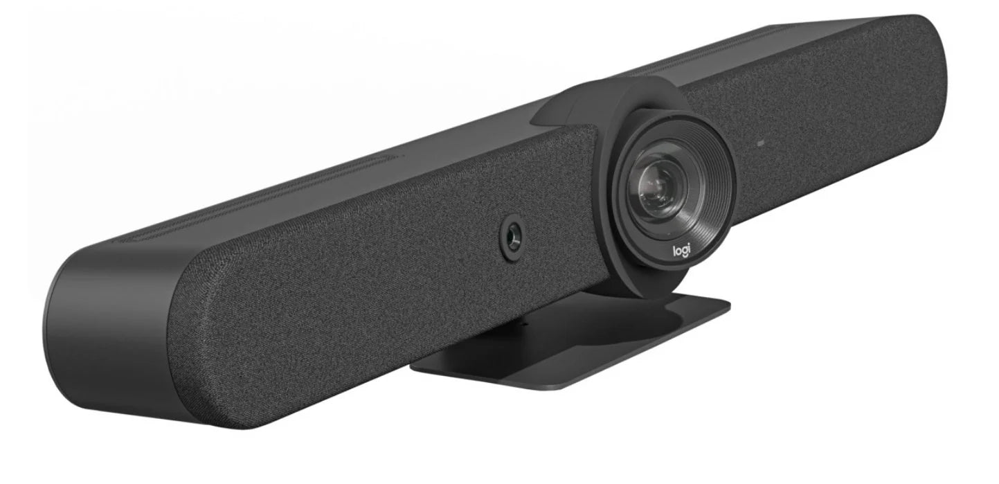 Logitech Rally Bar – All-in-One Video Conferencing System for Medium to Large Rooms – Graphite/White – 4K Ultra HD, AI-Powered Audio, Plug-and-Play Setup |  960-001312